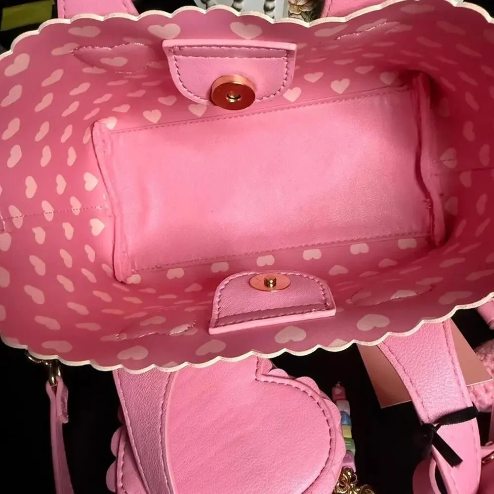 Juicy Couture Sweet Break Time Mini Tote Sandstone Pink Crossbody Charm Set NWT